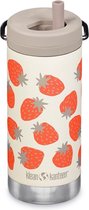 Klean Kanteen schoolbeker, TwistCap Straw, 355 ml RVS - Aardbei - Strawberry - Drinkfles met rietje
