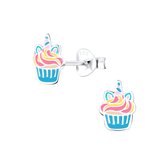 Joy|S - Zilveren cupcake oorbellen - cupicorn - 6 x 8 mm - t55