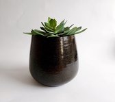 J-Line - Bloempot - Keramiek - Antraciet zwart - Gold - 25x22cm