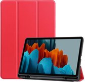 Just in Case Samsung Galaxy Tab S7 Smart Tri-Fold Tablethoes Case met Pen Slot - Rood