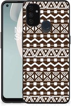 Telefoon Hoesje OnePlus Nord N100 Leuk TPU Backcase met Zwarte rand Aztec Brown