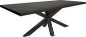 Zwarte eikenhouten tafel - spinpoot onderstel - extra dik blad
