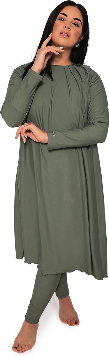 Burkini Saffier pistache M van Mykiny Brand, boerkini, Islamitisch badpak/zwempak bestaand uit zwemtuniek, zwem legging en zwem hoofddoek.Islamitische zwempak. Hijab. Maillot de bain. Maat M