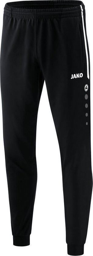 Zwarte Jako trainingsbroek met witte strepen aan de zijkant en het Jako-logo.