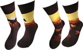 Verjaardag cadeau - Grappige sokken - Paarden silhoutte set sokken - Leuke sokken - Vrolijke sokken – Valentijn Cadeau - Luckyday Socks - Cadeau sokken - Socks waar je Happy van wo