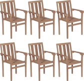 Decoways - Tuinstoelen stapelbaar 6 stuks met kussens massief teakhout