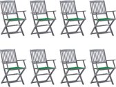Decoways - Tuinstoelen 8 st inklapbaar met kussens massief acaciahout