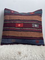 Vintage Sierkussen - Boho Kussenhoes - Kelim Kussenhoes - %100 Wol - 40x40 cm