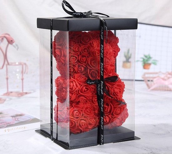 Ours En Roses Rouges Artificielles Avec Boite Cadeau Cadeau D Anniversaire Bol Com