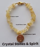 Armband Mineraalsteen "Citrien met Yin Yang" goudkleurig