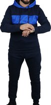 Heren sport set - mannen joggingspak - zwart/blauw tracksuit - slim fit - maat L-  valentijnsdag - valentijnscadeau