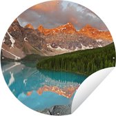 Tuincirkel Het Noord-Amerikaanse Moraine Lake tijdens een zonsopgang in Canada - 120x120 cm - Ronde Tuinposter - Buiten XXL / Groot formaat!