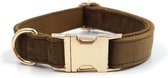 ACE Pets Luxe Velvet Halsband hond - Honden leiband - Honden halsband training - Bruin - Pluche