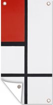 Tuinposter Compositie - Piet Mondriaan - 40x80 cm - Wanddecoratie Buiten - Tuinposter - Tuindoek - Schuttingposter - Tuinschilderij