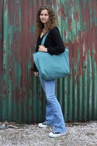 Pronk Met Schoudertas mom-bag - dames - ribstof - rib - ribtas - petrol - bag - mommy bag - mama