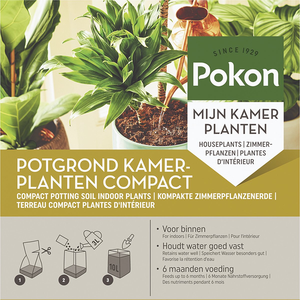 Bol.com Pokon Kokos Potgrond Compact voor Kamerplanten - 10l - Potgrond (kamerplant) - 6 maanden voeding - Alleen water toevoegen aanbieding