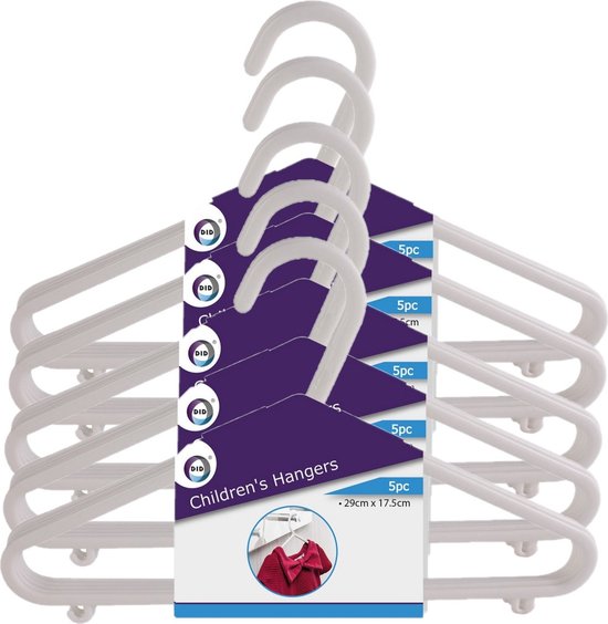 15x Plastic kinder kledinghangers wit – Kledingkast organiseren – Kleding opruimen – Kledinghangers