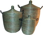 Wasmand zwart , mand, opbergbox zeegras hout