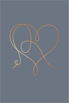 Poster - lijntekening - hart – line art – wanddecoratie - 20x30 cm - goudlook