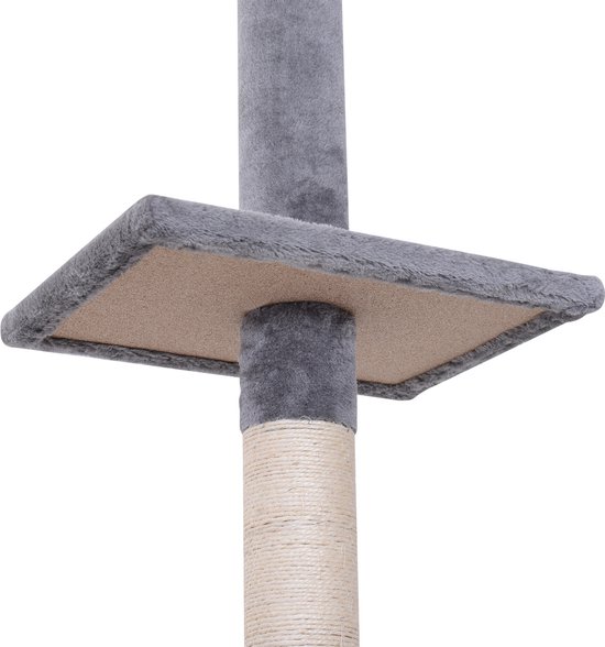 Yaheetech krabpaal XXL klimboom voor katten - kattenboom tot het plafond hoogte verstelbaar 228-255 cm, grijs-wit