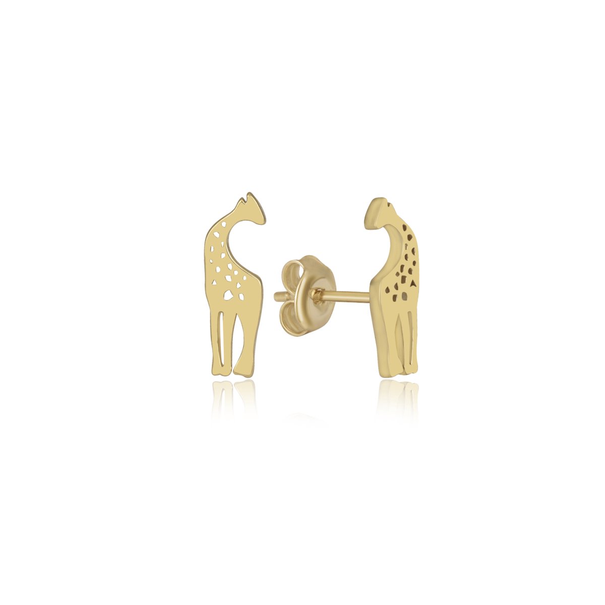 Giraffe Gold Plated Oorknoppen Zilver (925 sterling) Oorbel Trendy Minimalistisch Combi Bedel Goudkleurig