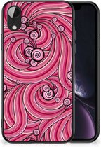 Smartphone Hoesje Apple iPhone XR Back Case TPU Siliconen Hoesje met Zwarte rand Swirl Pink