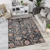 Everest Vloerkleed Modern Geometrisch Laagpolig Rond Tapijt Woonkamer Antraciet- 160 CM ROND