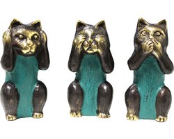 Feng Shui Katten Beeldjes - Zien, Horen & Zwijgen - Set van 3 - 9x7x2cm