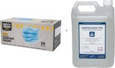 Handspray 5 liter 70% + gratis 50 mondkapjes