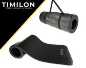 Timilon® fitness mat - yoga mat - 180 x 61 x 1,5cm - Sportmat - inclusief draagriem - zwart