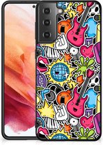 Telefoon Hoesje Geschikt voor Samsung Galaxy S21 Hoesje met Zwarte rand Punk Rock