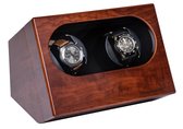 Watchwinder - Augusta - Automatisch horloge opwinden - Doos - Box - Opbergbox horloge - Werkt op lichtnet – 2 horloges - Bruin leder