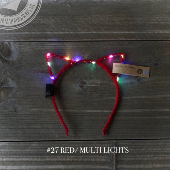 LED Haarband Cat RED multi lights- Rode Kerst haarband - Carnaval haarband  - Diadeem... | bol.com