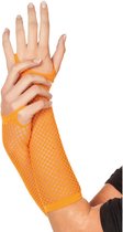 Nethandschoenen lang vingerloos oranje