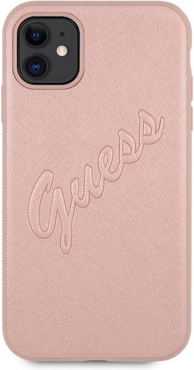 Guess Saffiano Vintage Back Case - Apple iPhone 11 (6.1") - Roségoud