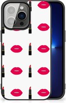 Silicone Hoesje iPhone 13 Pro Telefoon Hoesje met Zwarte rand Lipstick Kiss