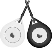 Apple AirTag beschermende houder Apple AirTag sleutelhanger hoesje zwart en wit hanger 2 stuks