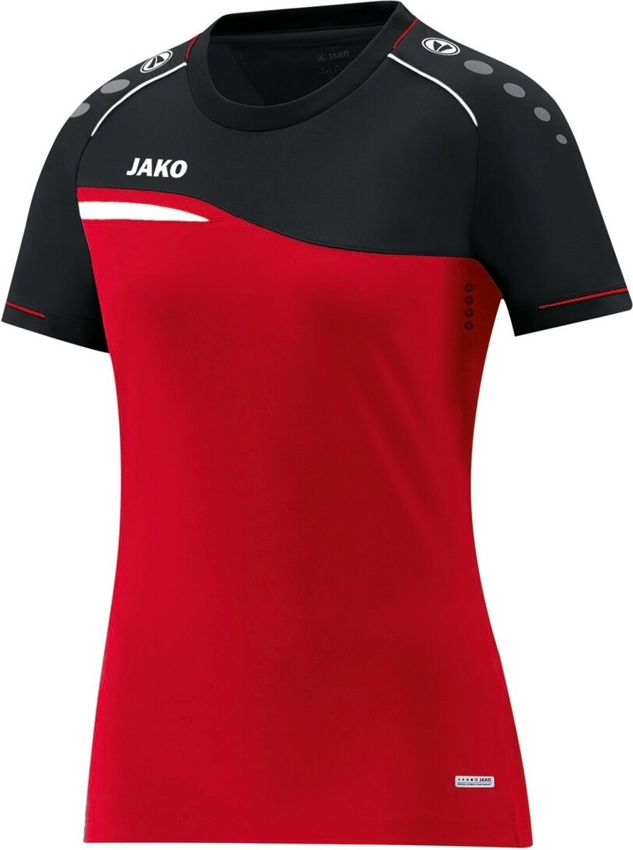 Jako Competition 2.0 T-Shirt Dames - Rood / Zwart | Maat: 36