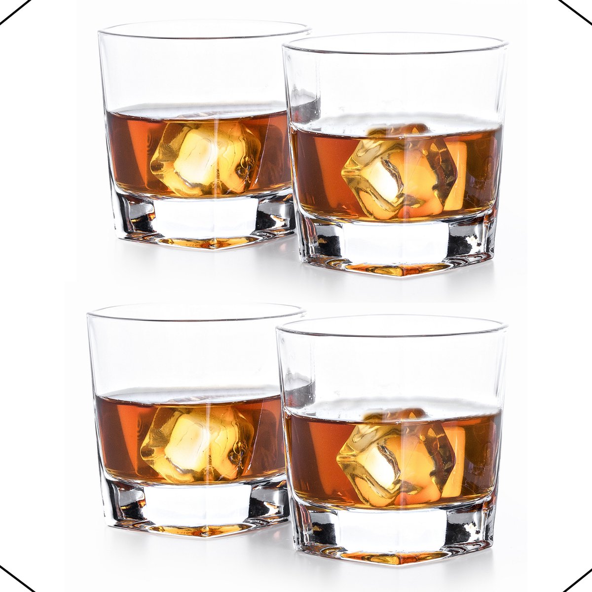 VDN Donella Whiskey Glazen Set handgeblazen - 4 Whiskeyglazen – Tumbler - Loodvrij Kristal glas
