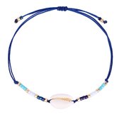 Armbandje Bohemian Shell - Gevlochten - Donkerblauw