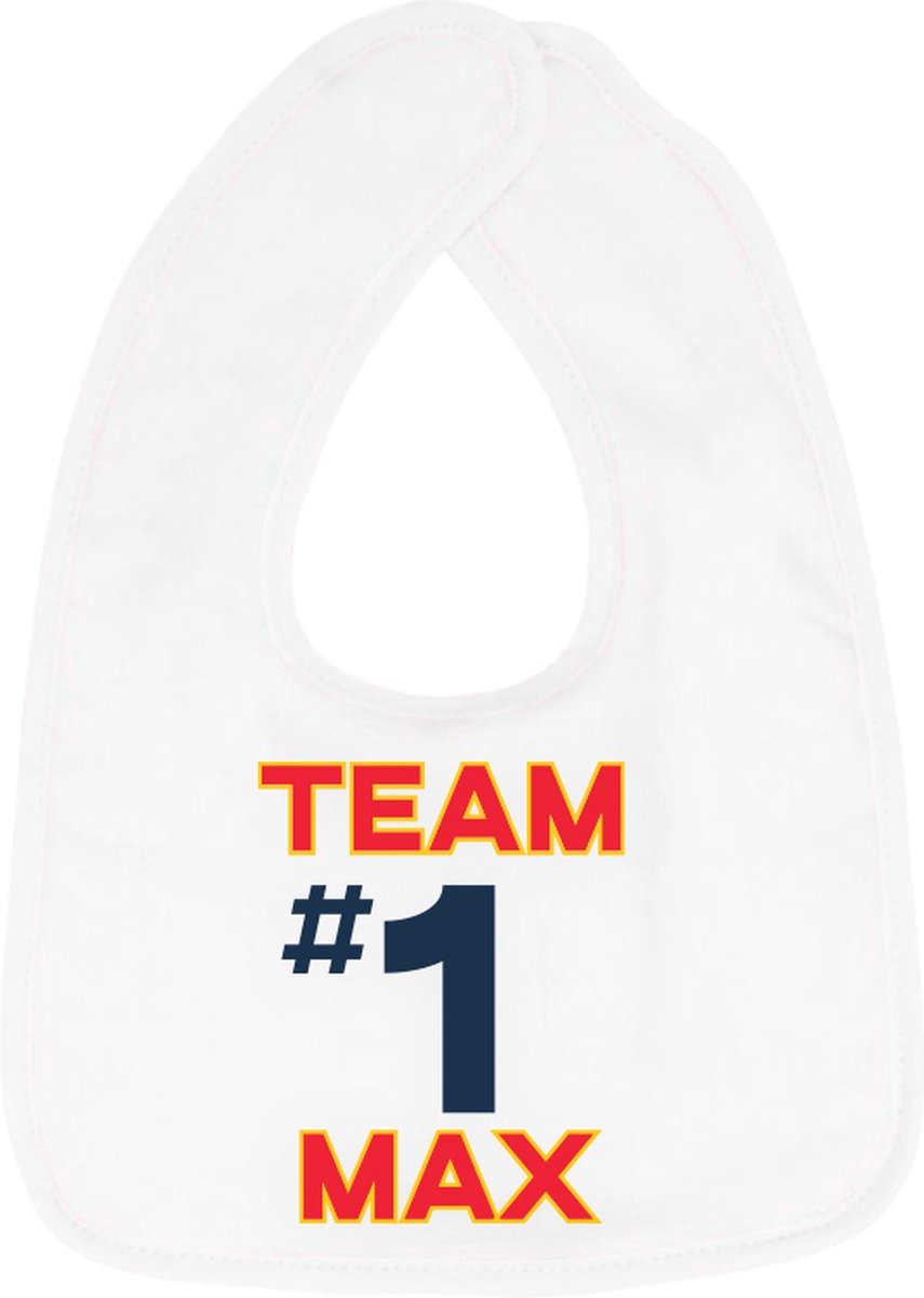 Hospitrix Slabbetje met Tekst "Team #1 MAX" Wit - Cadeau Zwangerschap - Baby Kwijldoek - Kwijllap - Morslap - Bavette Hospitrix Slabbetje met Tekst "Team #1 MAX" Wit - Cadeau Zwangerschap - Baby Kwijldoek - Kwijllap - Morslap - Bavette