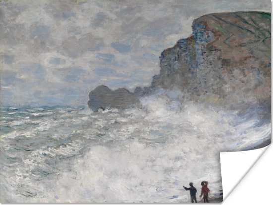 Poster Ruig weer bij Étretat - Schilderij van Claude Monet - 120x90 cm