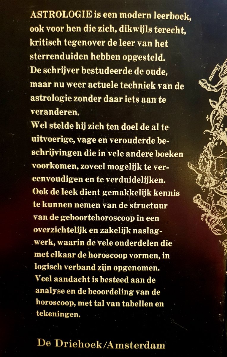 Boekomslag met astrologische tekst en tekening van sterrenbeelden.