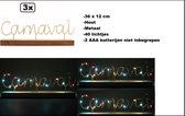 3x Decoratie plankje met tekst CARNAVAL verlicht 36x12cm - Carnaval Thema feest party festival