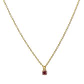 Silventi 9SIL-21621 Zilveren Ketting met Hangertje - Dames - Roze Zirkonia - 3,7 mm Doorsnee - Ankerschakel - 38 + 7 cm - Zilver - Gold Plated (Verguld/Goud op Zilver)