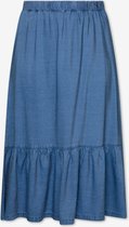 EVIVA - Lange rok met volant - denim blauw