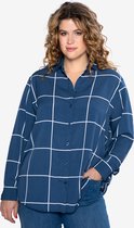 EVIVA - Blouse met lange mouw en grote ruiten - donkerblauw en wit