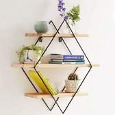 Happyment® Muurrek - Wandplank - Wandrek - Industrieel decoratief - Metaal - Hout