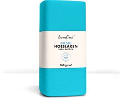 Loom One Hoeslaken – 100% Jersey Katoen – 180x200 cm – tot 25cm matrasdikte– 160 g/m² – Turquoise