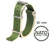 20mm Nato Strap GROEN KHAKI - Vintage James Bond - Nato Strap collectie - Mannen - Horlogeband - 20 mm bandbreedte